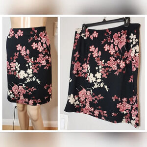 J. Jill Jersey Stretch Black Pink skirt. Women's size Medium petite.